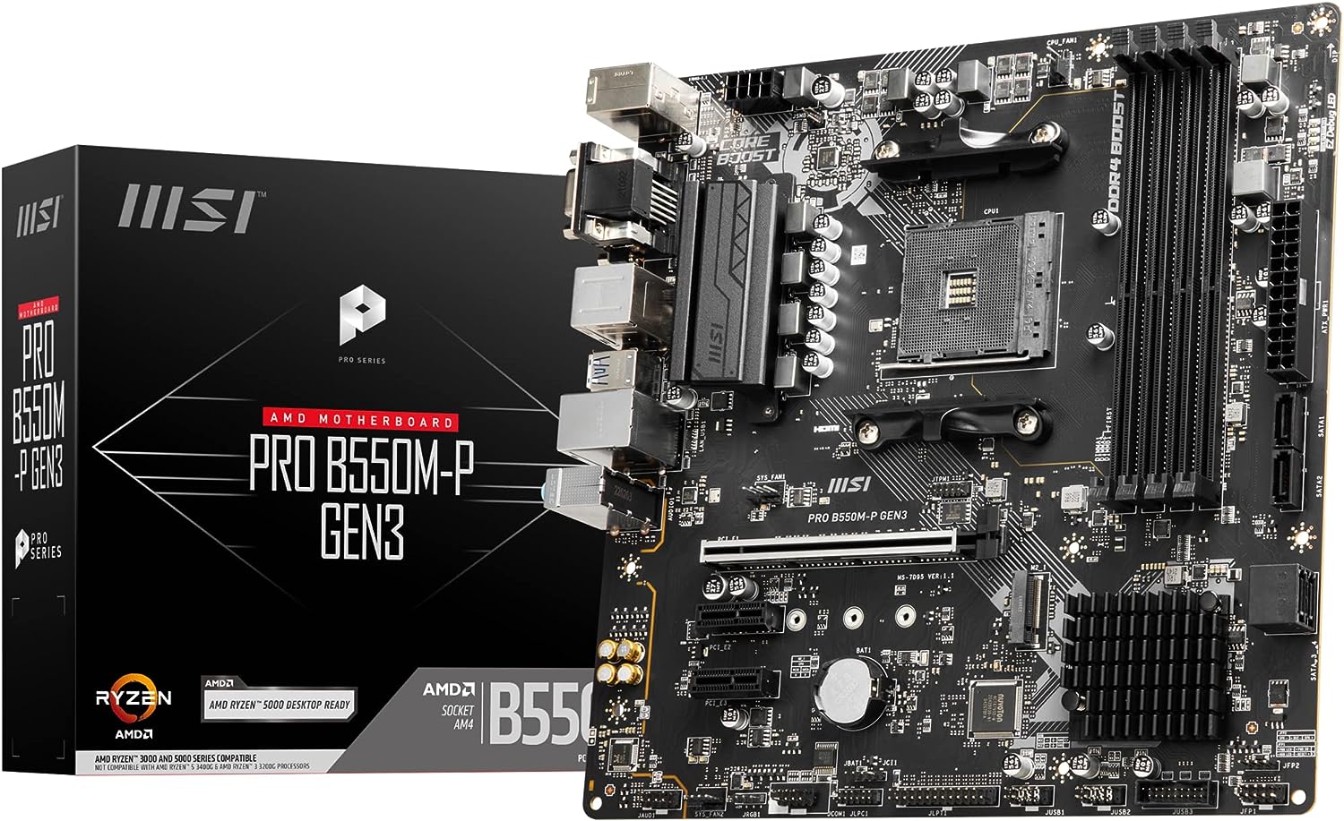 MSI Motherboard Pro B550M-P Gen 3 AMD AM4 MSI Motherboard Pro B550M-P Gen 3 AMD AM4